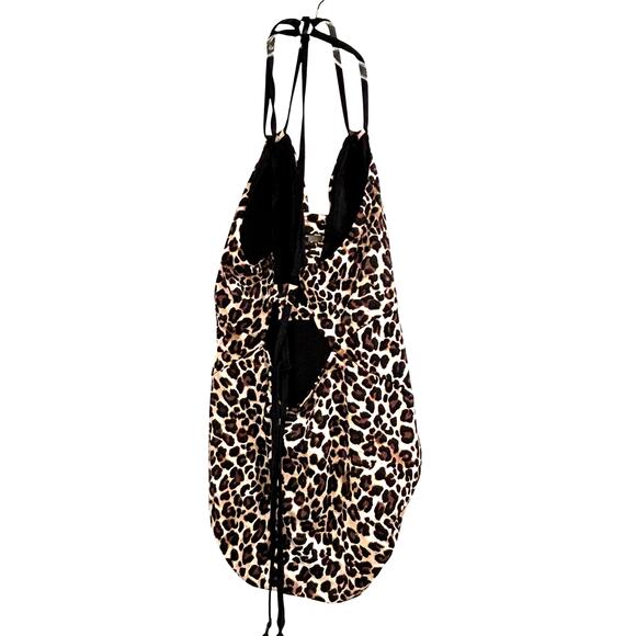 Leopard animal print swimsuit one piece black tan plus size 1X 16-18W beachy - Picture 2 of 7